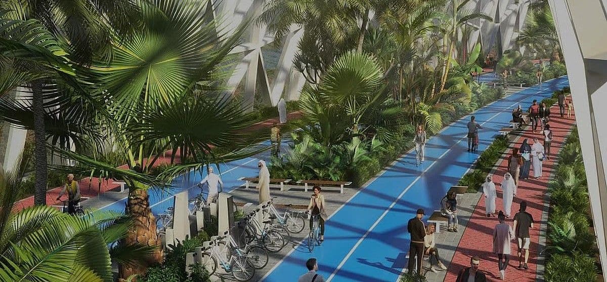 Pedestrian and cycling pathways inside the Dubai Loop promoting walkable and eco-friendly urban living