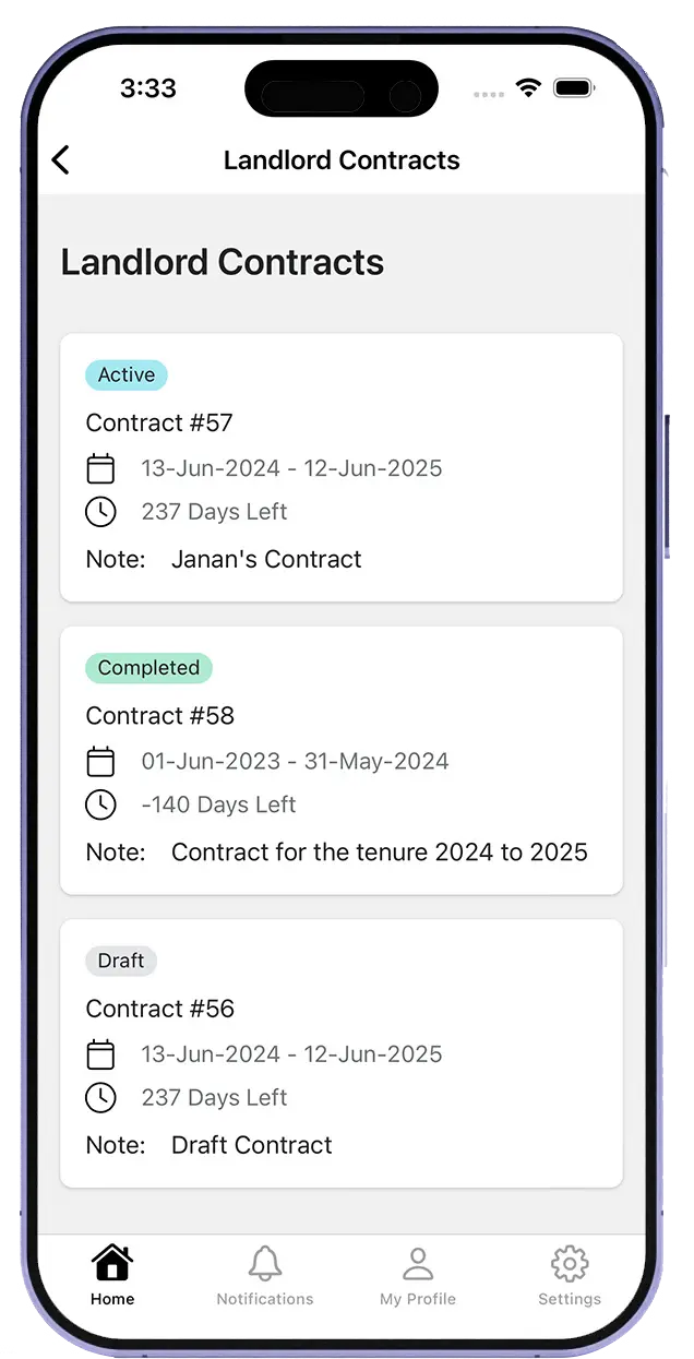 Owner app landlord contracts screen