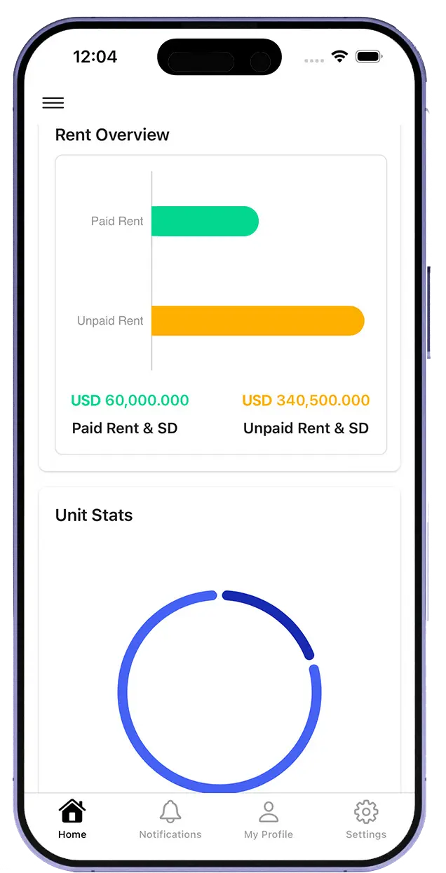 Landlord app rent overview report screen