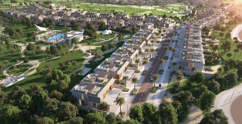 Dubai Hills Estate green community villas and park views